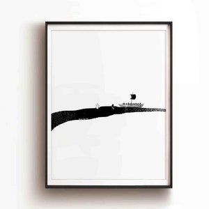 Jesus and Peter Walk on Water DIGITAL DOWNLOAD, Minimalist Christian Modern Bible Art, Jesus Christ Wall Art Jesus print, Bible Sketch Decor
