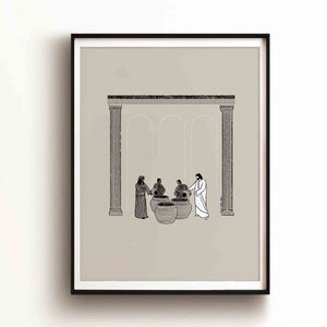 Wedding at Cana DIGITAL DOWNLOAD, Water into Wine Bible Art Christian Modern Bible Verse Art Print Jesus Bible Sketches Scripture Home Decor
