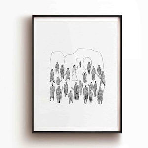 Lazarus resurrection DIGITAL DOWNLOAD, Jesus Healing Miracle Bible Art, Modern Bible Verse, Jesus print Wall Art Bible Sketch Boho Scripture