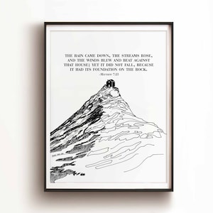 Build Your House on the Rock DIGITAL DOWNLOAD, Jesus Christian Bible Art Modern Bible Verse Jesus print Wall Art Bible Sketch Boho Scripture