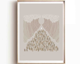 Moses Teilung des Roten Meeres DIGITAL DOWNLOAD, Christliche Bibelkunst, Überquerung des Roten Meeres, Moderne Kunst, Jesus Druck, Bibelskizze, Boho Schrift