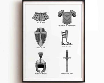 Armor of God Print, Christian Bible Verse Art (Digital Download)