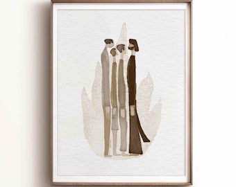 En el horno de fuego DESCARGA DIGITAL, Shadrach Meshach Abednego Bible Art, Jesús Christian Modern Bible Verse Print Art Bible Sketches