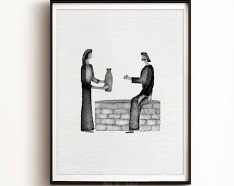 Samaritan Woman at the Well Print, Jesus Bible Art (Digital Download)