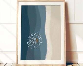 Jesus and the Fisherman Print, Miraculous Catch of Fish, Christian Bible Art (Digital Download)