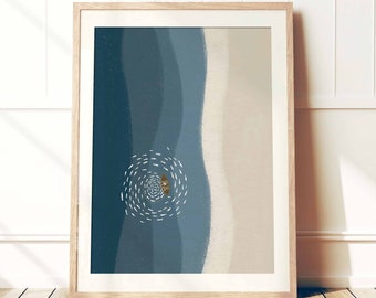 Jesus and the Fisherman Print, Modern Christian Bible Art (Digital Download)