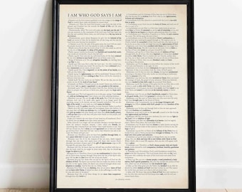 Identity In Christ 70 Bible Verses, Christian Wall Art (Digital Download)