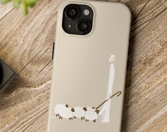 Good Shepherd Tough Phone Case, Hard Christian Iphone Case Bible Sketch Jesus Christ Art, One Lost Sheep, Modern minimalist Christian Gifts
