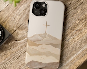 Faith Hope Love Cross iPhone Android Hard Phone Case Cover, Christian Gift
