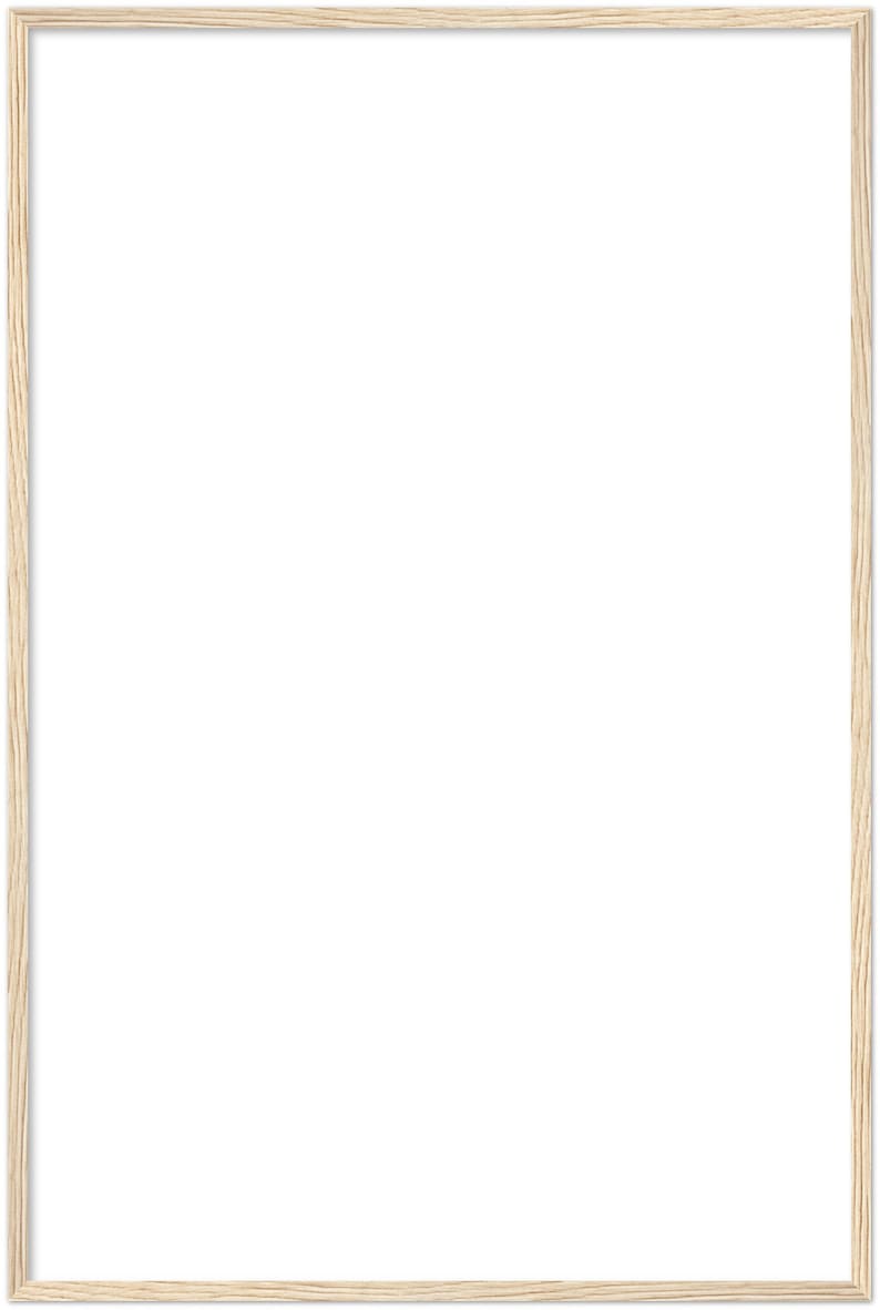 May include: A simple, rectangular picture frame with a light wood finish.