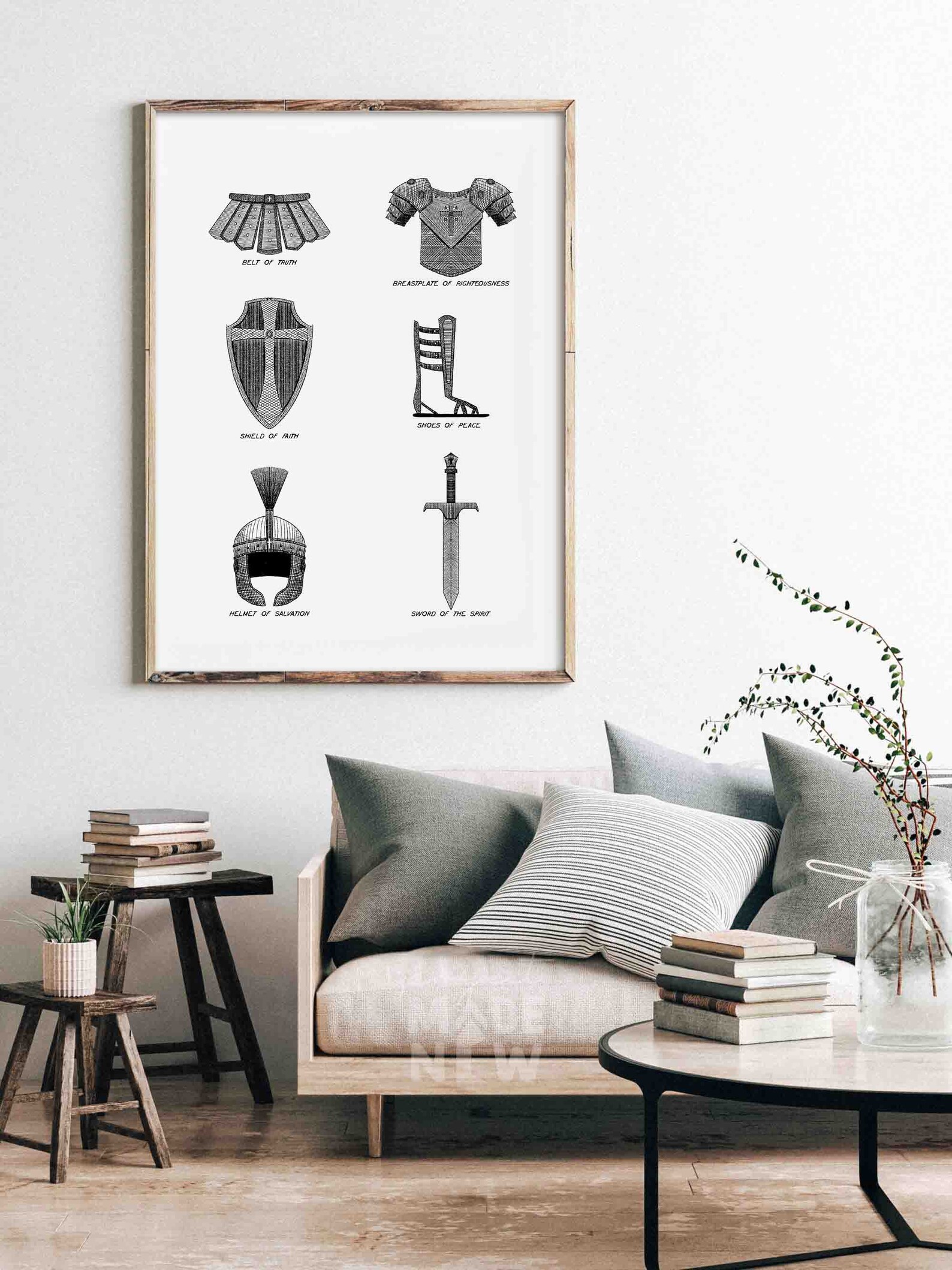 Armor of God DIGITAL DOWNLOAD, Jesus Christian Wall Art, Bible Sketches ...