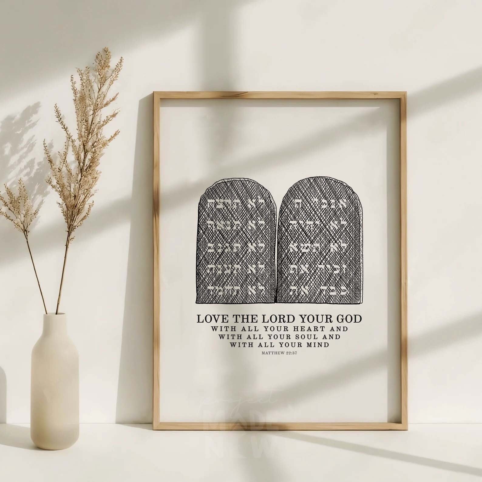 Ten Commandments Scripture Drawing Ten Commandments DIGITAL DOWNLOAD, Jesus Commandment Bible Sketches ...