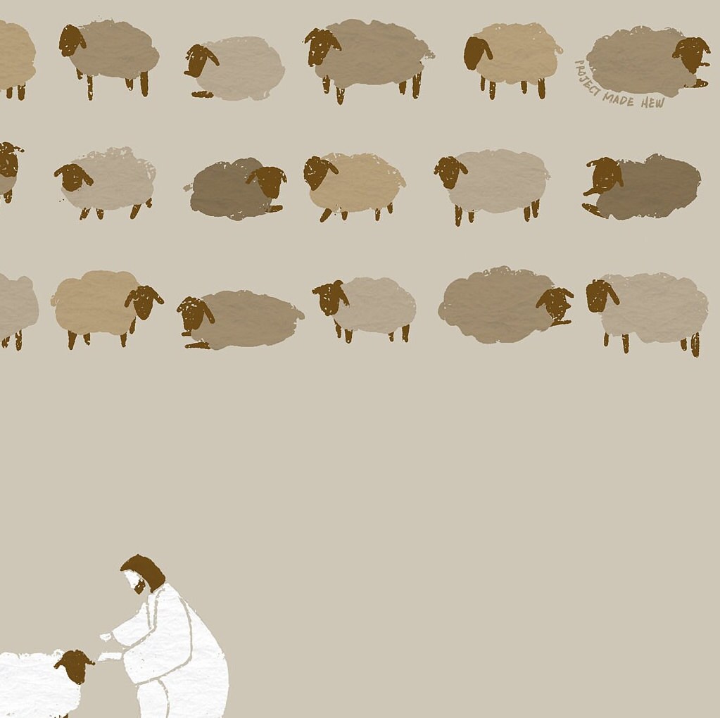 Jesus Leaves the 99 Sheep DIGITAL DOWNLOAD, Bible Sketches, Christian ...