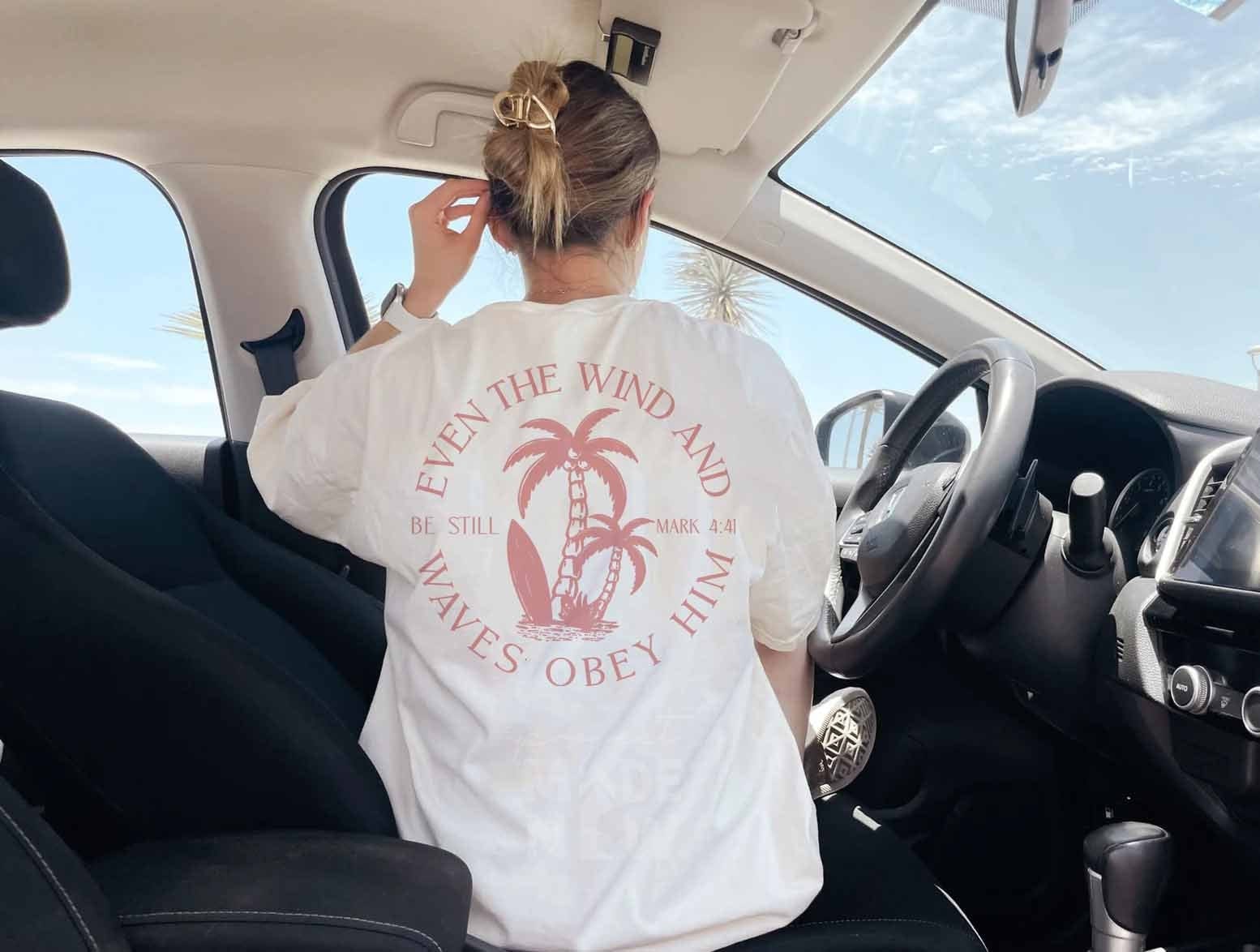 Christian Bible Verse Tshirt, Beachy BackPrint Tee Trendy Oversized Tee Shirt Baptism Gift, Ocean Inspired Style, Jesus Shirt, Retro Graphic