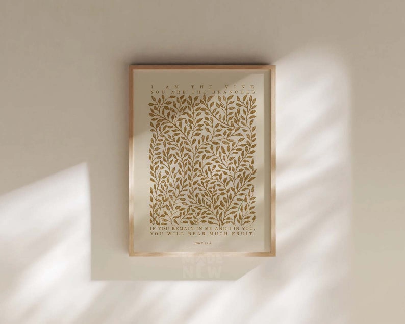 I Am The Vine, You Are The Branches, John 15:5 DIGITAL DOWNLOAD Bible Art Christian Minimalist Modern Print Wall Bible Sketch Boho Scripture
