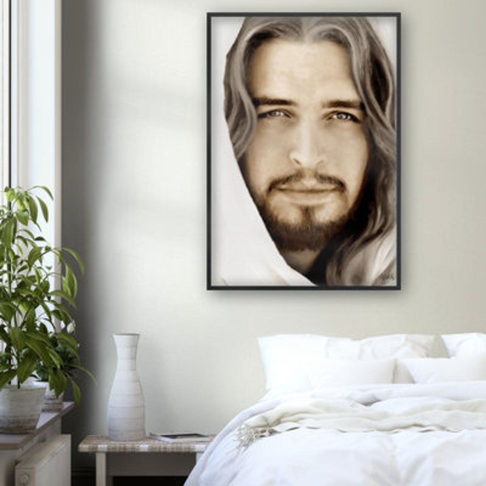 Jesus Christ Wooden Frame COLORED Portrait Print Jesus Etsy UK