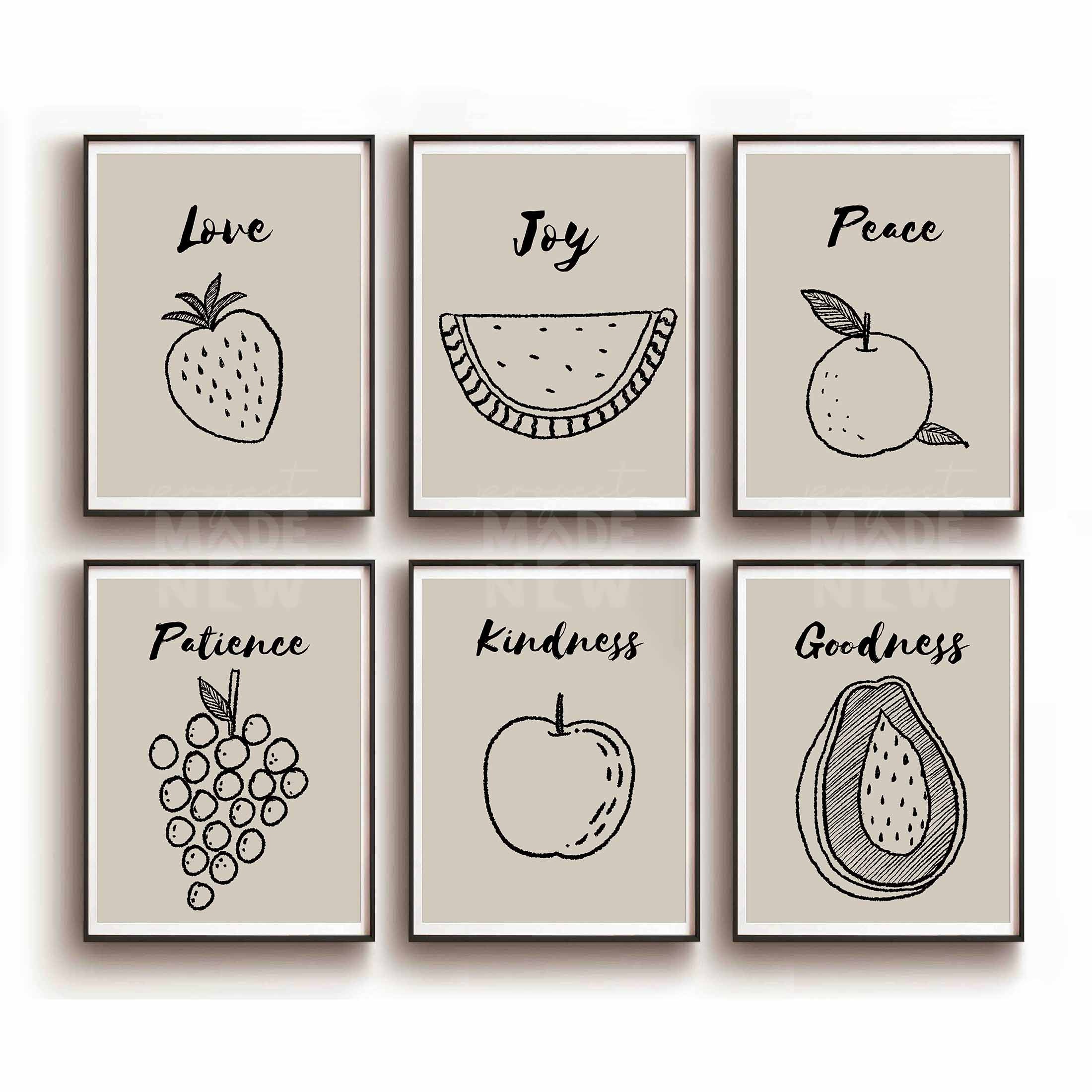 Fruit of the Spirit DIGITAL DOWNLOAD, Set of 9 Christian Bible Wall Art ...