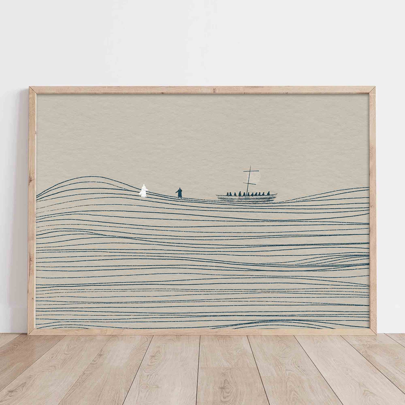Walk on Water DIGITAL DOWNLOAD, Jesus and Peter Bible Art, Modern Bible ...
