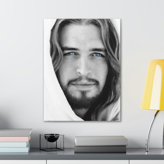 Jesus Christ Portrait Blue Eyes Canvas Print, Jesus Painting, Jesus Portrait, Jesus Picture, Christian Art, Jesus Christ LDS picture LDS Art