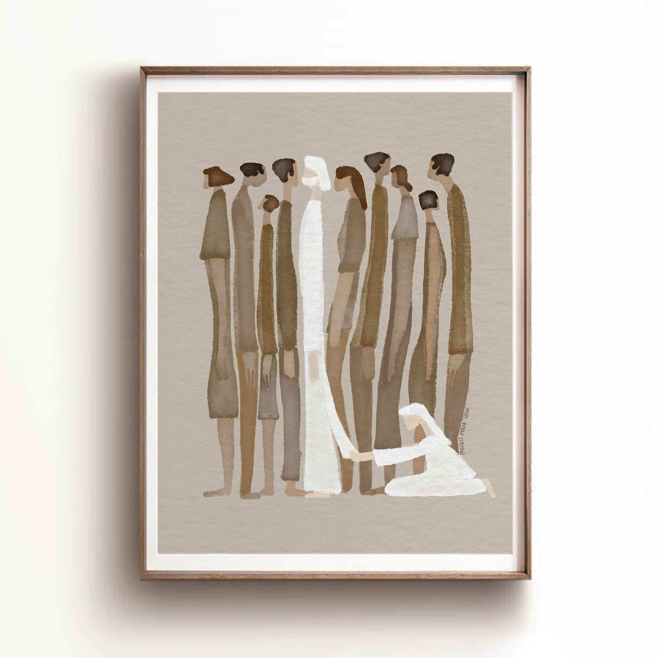 Frau berührt Jesus DIGITAL DOWNLOAD, Gott heilt christliche Bibel Kunst, moderne Bibel, Jesus Druck Wand Kunst Bibel Skizze, Aquarell Schrift