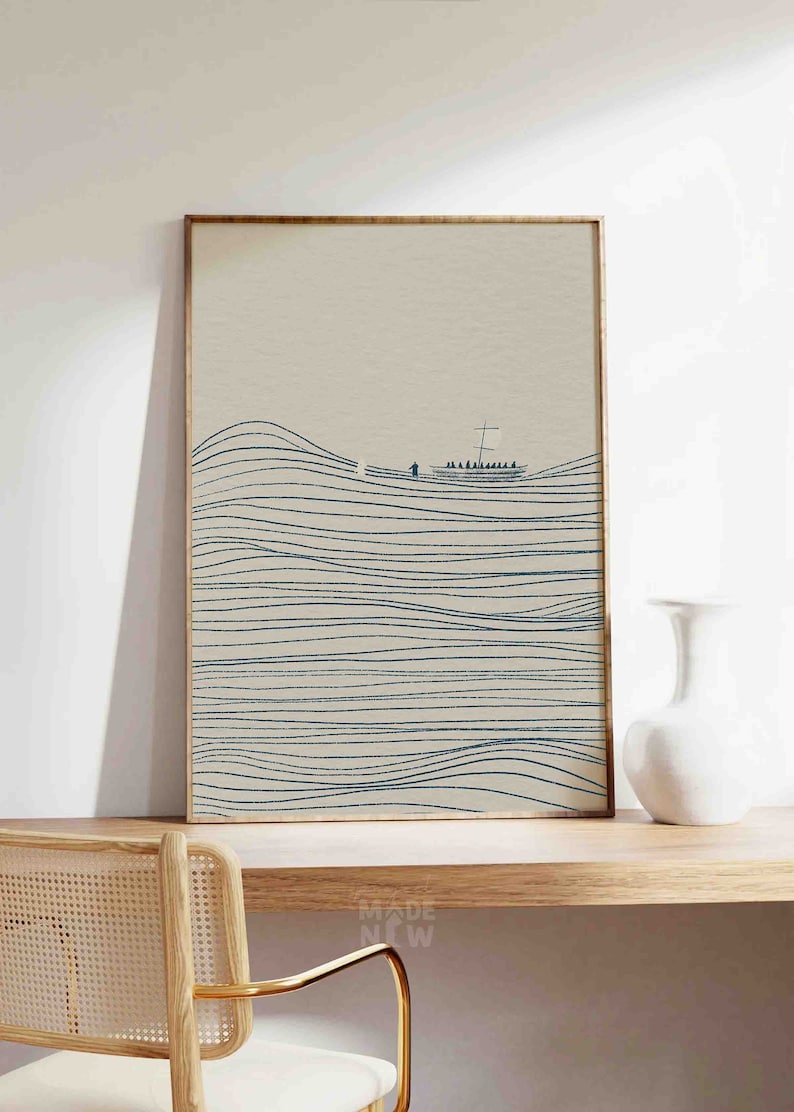 Jesus and Peter Walk on Water POSTER PRINT Christian Bible Art, Modern ...