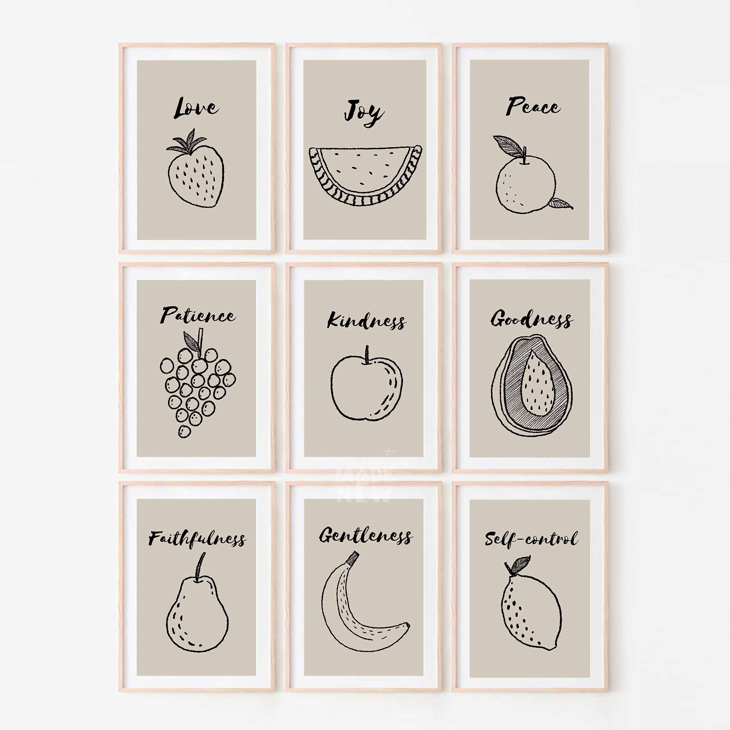 Fruit of the Spirit DIGITAL DOWNLOAD, Set of 9 Christian Bible Wall Art ...