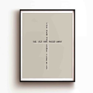 Kreuz das neue ist gekommen DIGITALER DOWNLOAD, 2 Korinther 5:17 Bibel Vers Kunst Glaube Wand Kunst Druck Christliche Moderne Bibel Skizze Geschenke Kunstwerk
