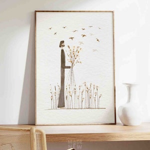 Lilies of the Field Birds in the Air DIGITAL DOWNLOAD, Christian Modern Bible Art Print Watercolor Jesus Sermon on the Mount Bible Sketches imagen 2