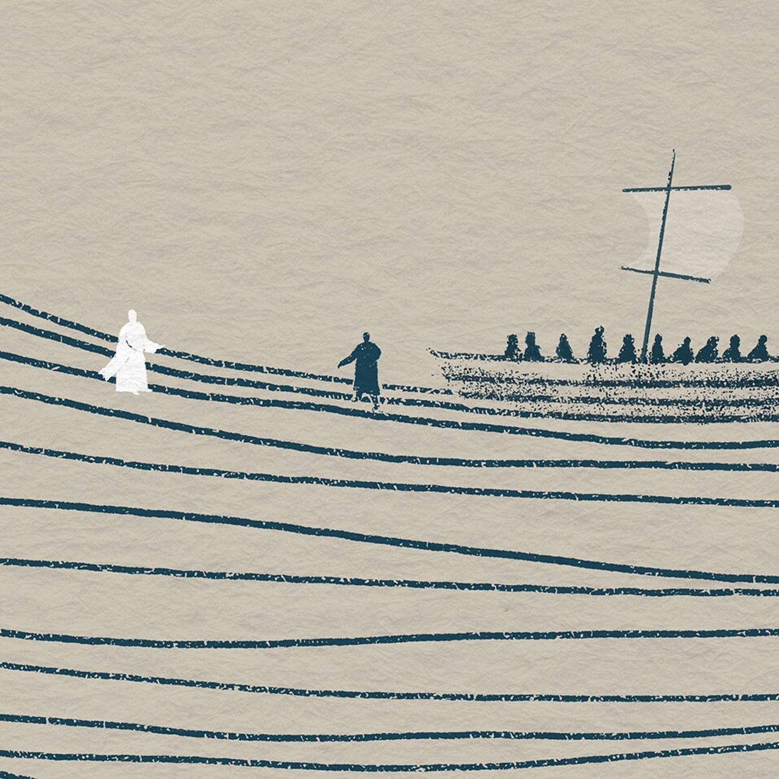 Jesus and Peter Walk on Water POSTER PRINT Christian Bible Art, Modern ...