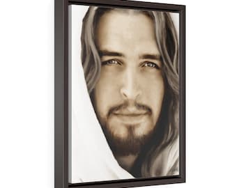 Jesus Portrait Painting, Framed Canvas, Christian Art