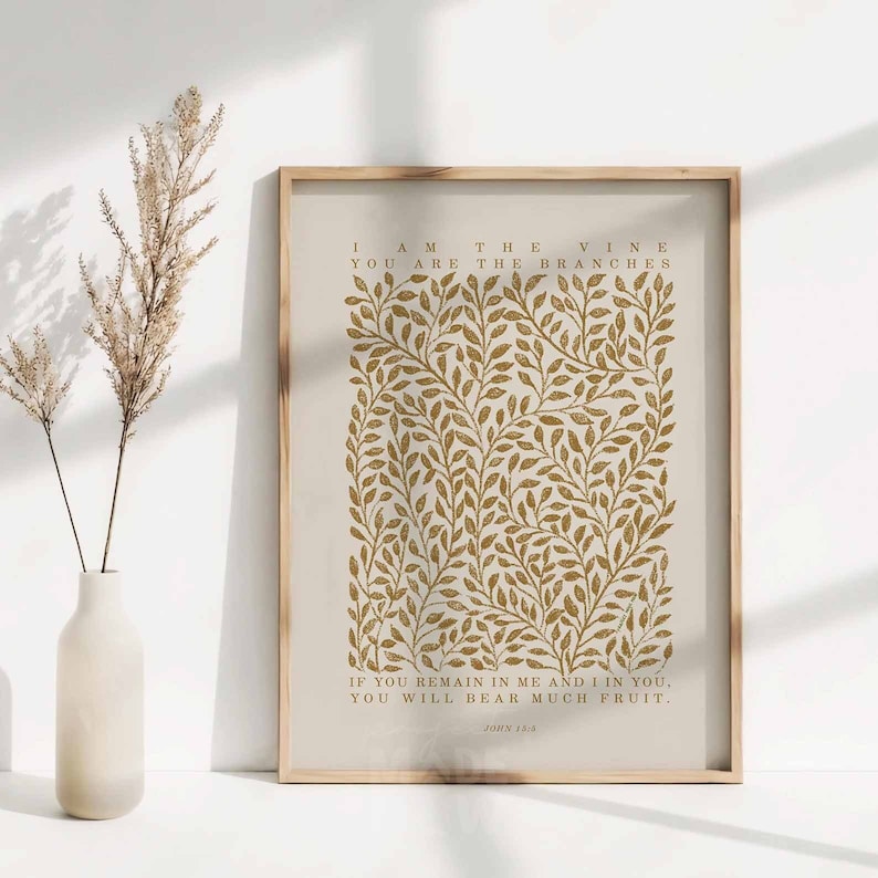 I Am The Vine, You Are The Branches, John 15:5 DIGITAL DOWNLOAD Bible Art Christian Minimalist Modern Print Wall Bible Sketch Boho Scripture