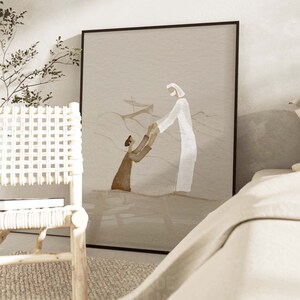 Jesus and Peter Walk on Water DIGITAL DOWNLOAD, Christian Bible Art ...