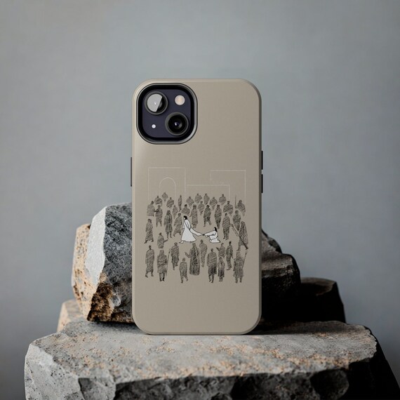 Woman Touches Jesus Phone Case, Christian Bible Sketch, Modern Minimalist Gift