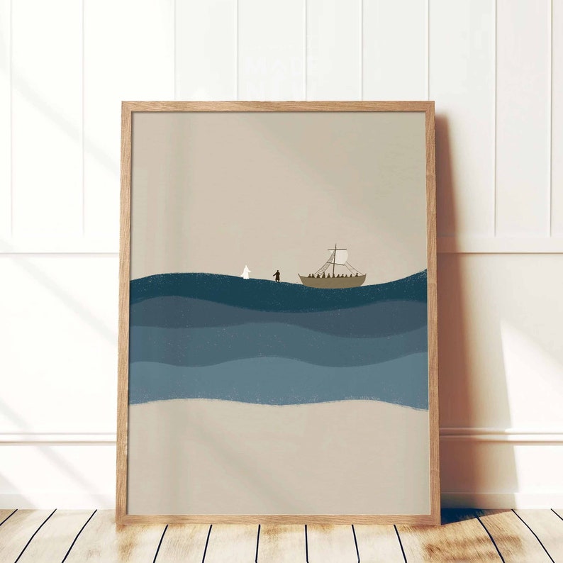 Jesus and Peter Walk on Water DIGITAL DOWNLOAD, Christian Bible Modern ...