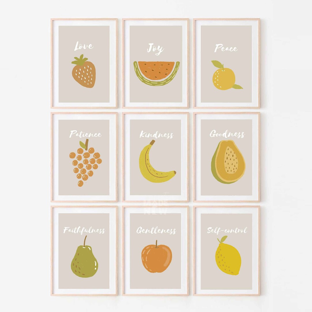 Fruit of the Spirit Prints, Set of 9 Christian Wall Art (digital ...
