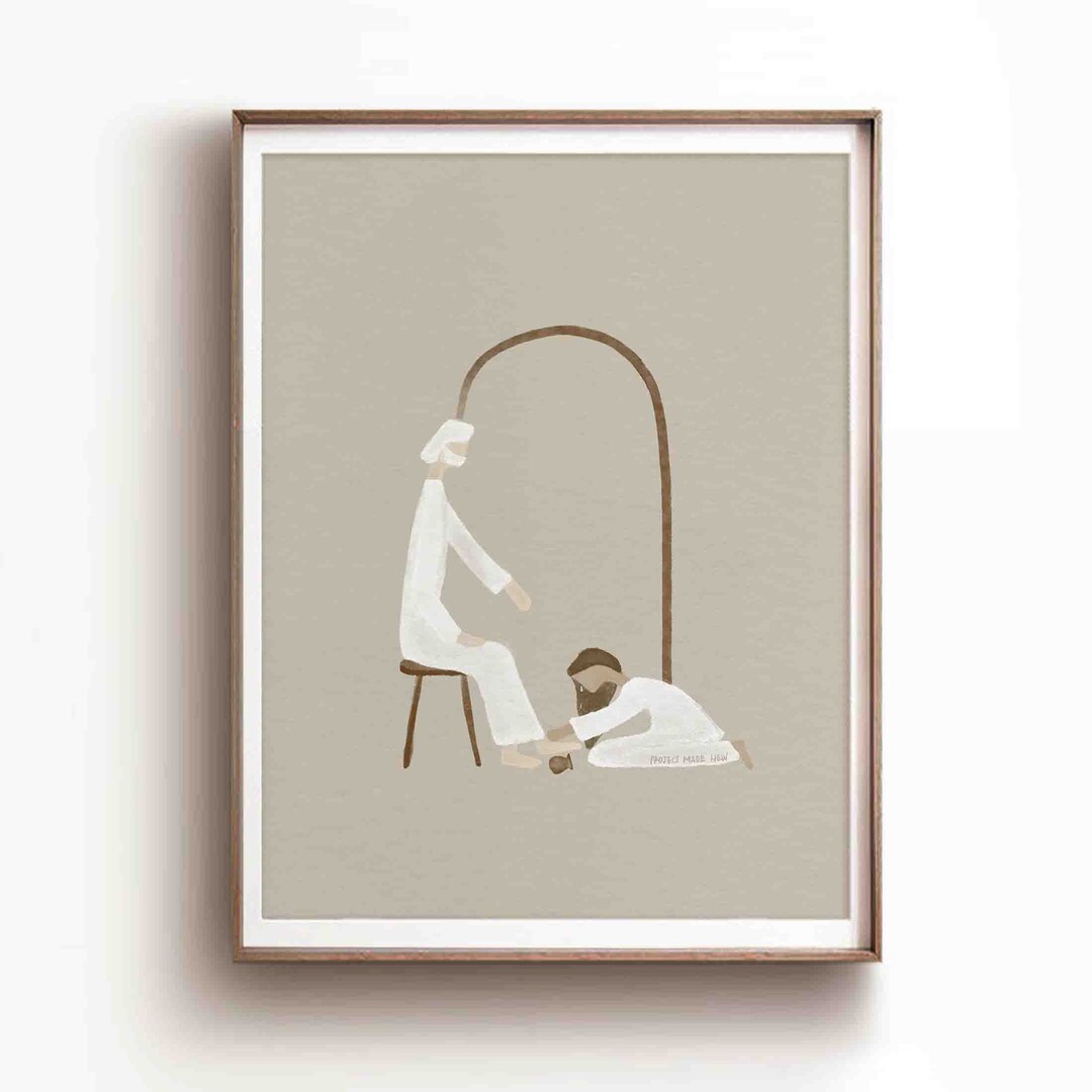 Mary Washes Jesus Feet DIGITAL DOWNLOAD, Christian Modern Bible Art ...