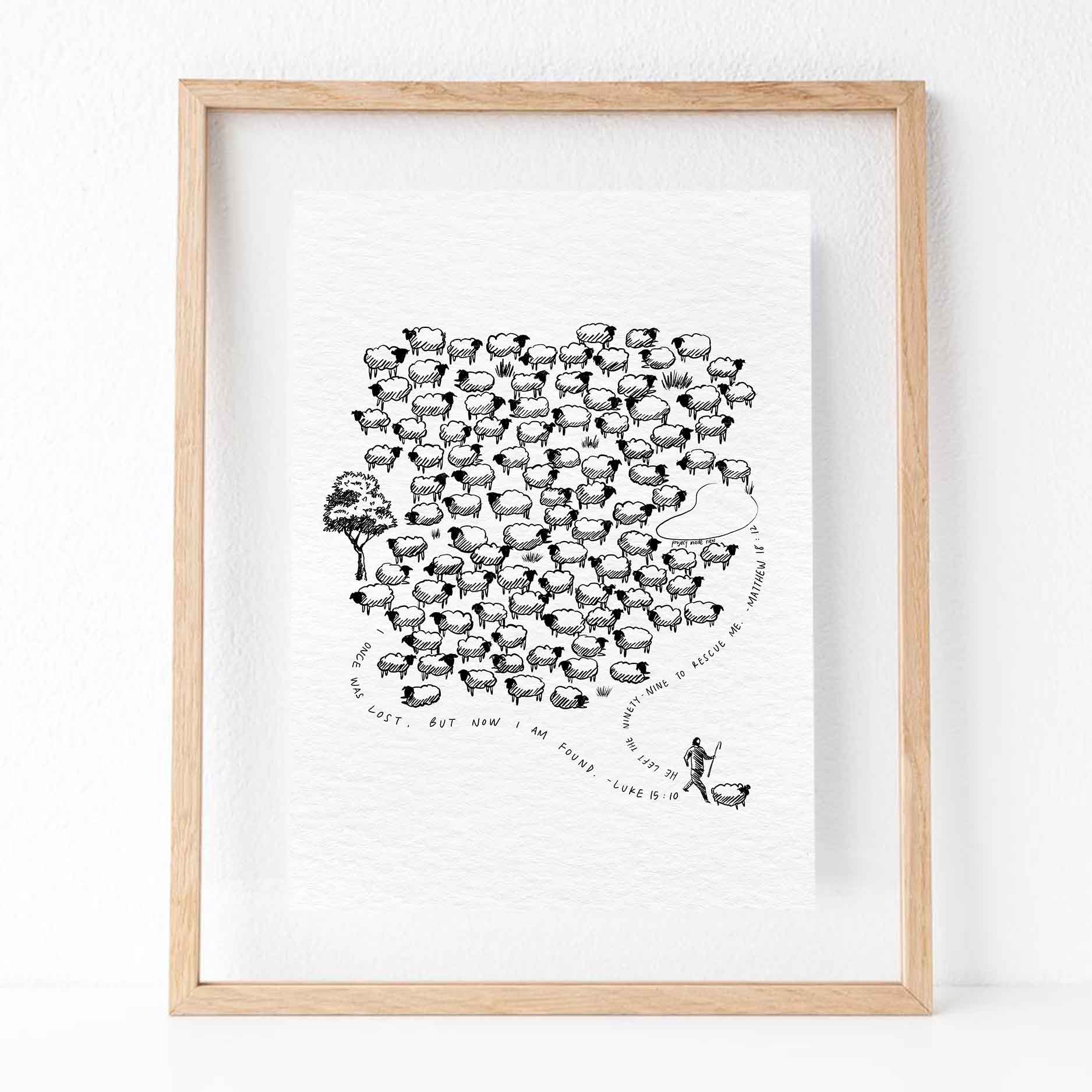 Jesus Left the 99 Sheep DIGITAL DOWNLOAD, Watercolor Bible Art, Jesus ...
