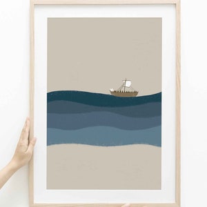 Jesus Calms the Storm DIGITAL DOWNLOAD, Christian Modern Bible Art, Peace Be Still & Know Print, Christ Bible Verse Wall Art, Bible Sketches