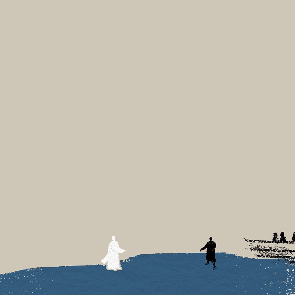 Jesus and Peter Walk on Water DIGITAL DOWNLOAD, Christian Modern Bible ...