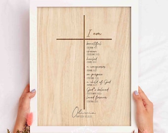 Baptism Gift Print, Personalized PRINTABLE, Baby Girl, Cross Nursery Wall Art, Godchild Baptism Sign Dedication Gift Nursery Decor Christian
