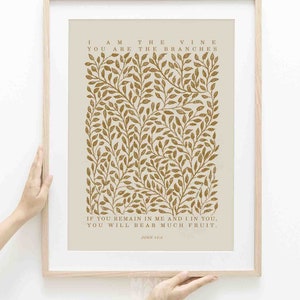 I Am The Vine, You Are The Branches, John 15:5 DIGITAL DOWNLOAD Bible Art Christian Minimalist Modern Print Wall Bible Sketch Boho Scripture
