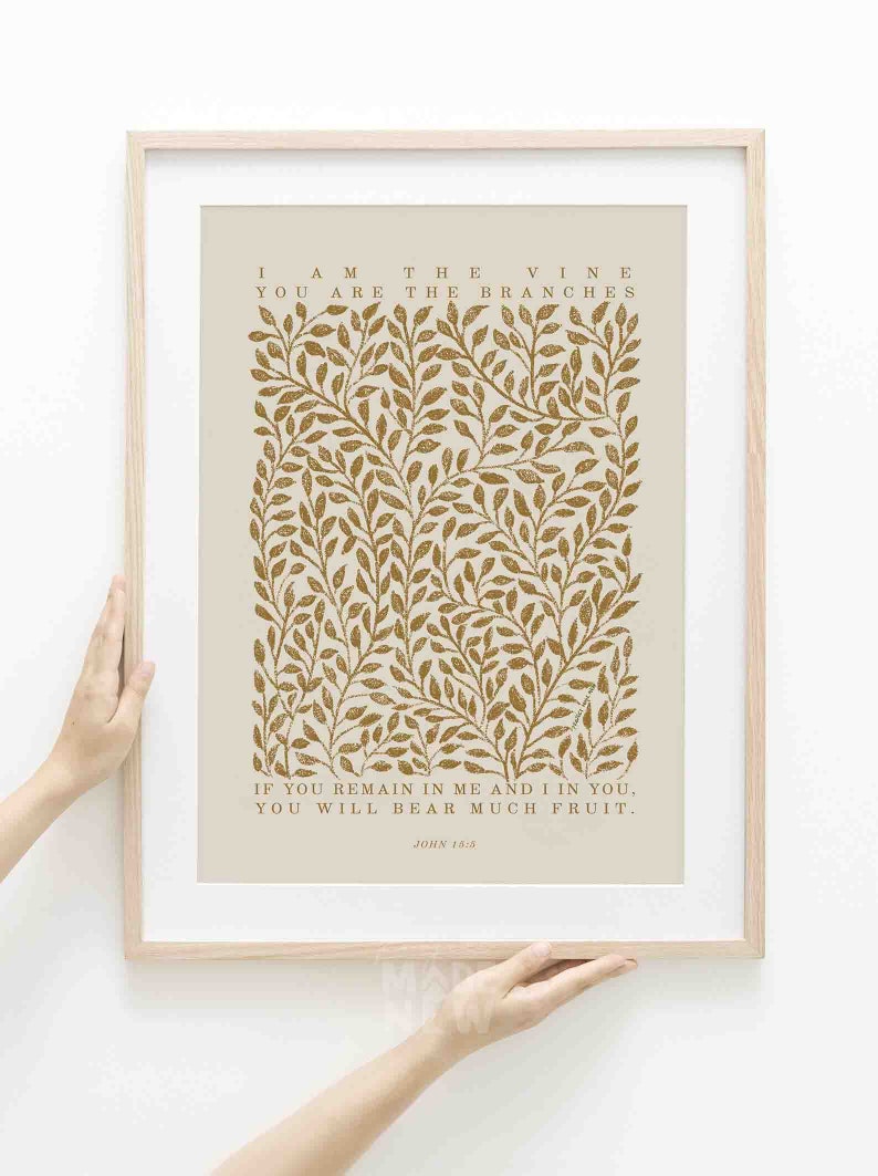 I Am The Vine, You Are The Branches, John 15:5 DIGITAL DOWNLOAD Bible Art Christian Minimalist Modern Print Wall Bible Sketch Boho Scripture