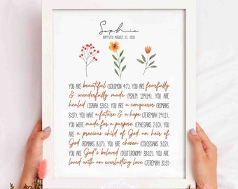 Baptism Gift Girl, Personalized PRINTABLE, Baby Girl Gift, Nursery Wall Art, Godchild Baptism Sign Dedication Gift, Nursery Decor, Christian