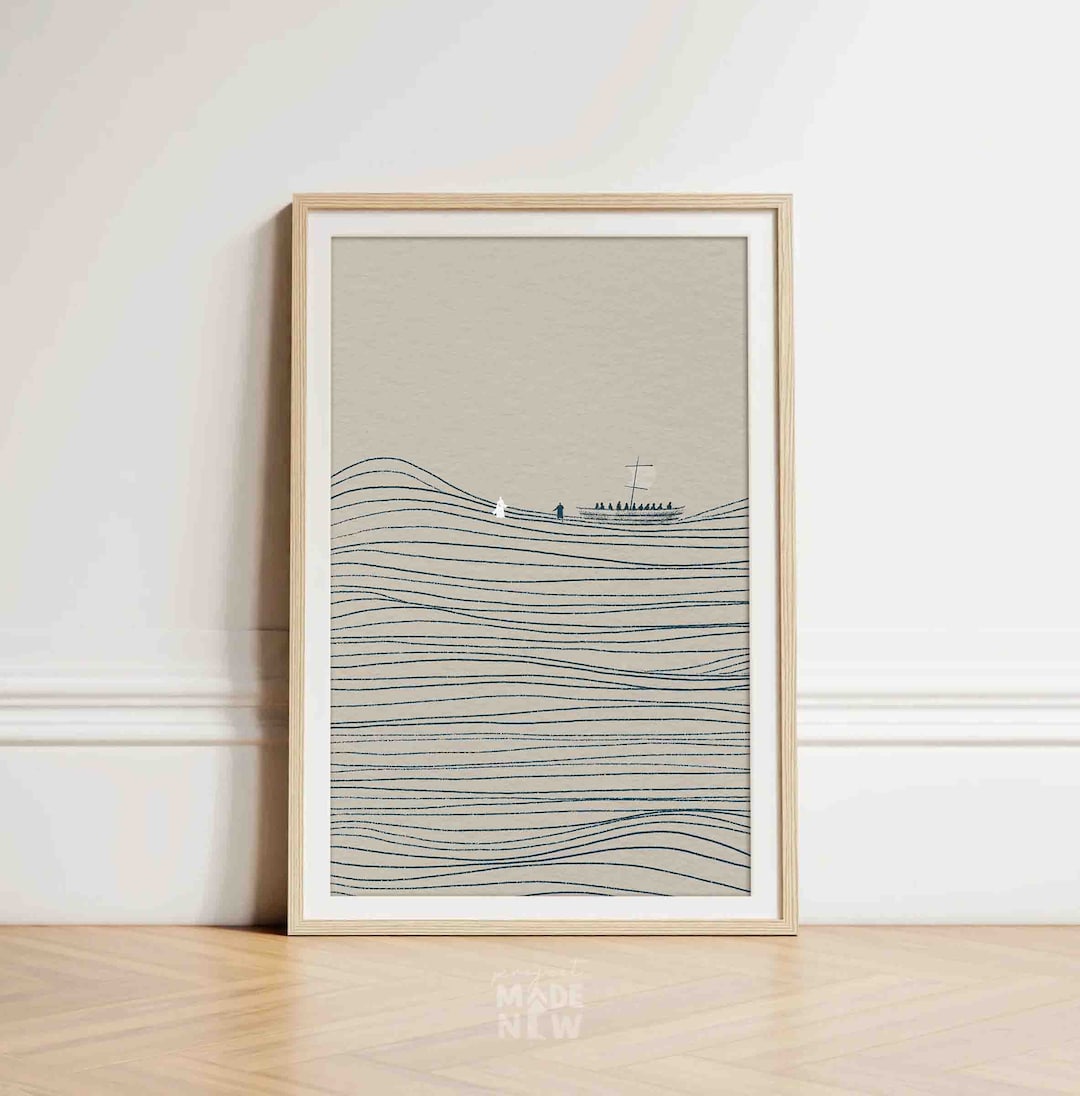 Jesus and Peter Walk on Water POSTER PRINT Christian Bible Art, Modern ...