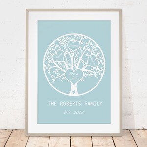 Personalised Family Tree Print | Digital Download | 10 colours | Family Name | Family Anniversary | Gift for Mum Nan | Gift for Parents
