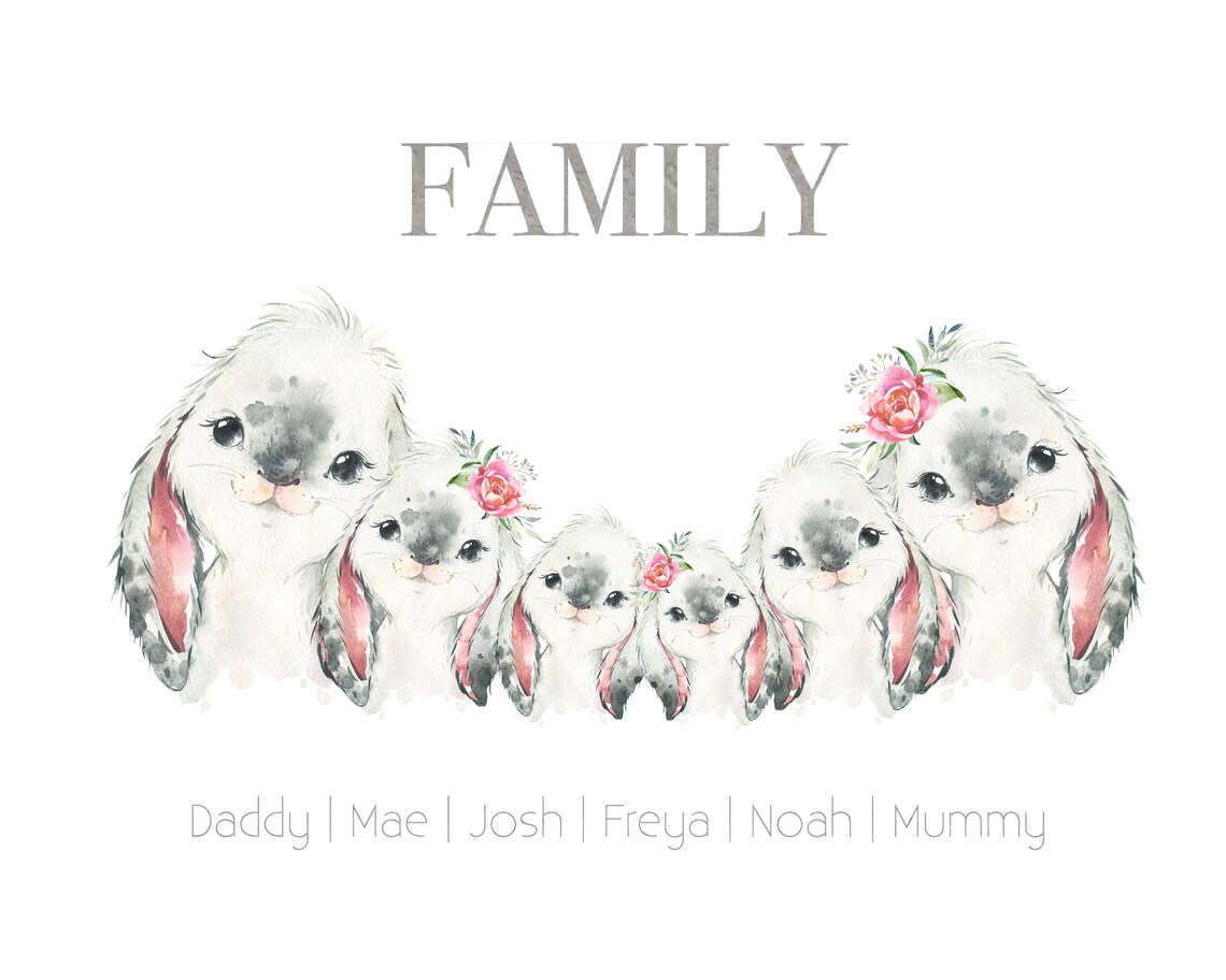 Rabbit Family Print | Digital Download | Printable Wall Art ...