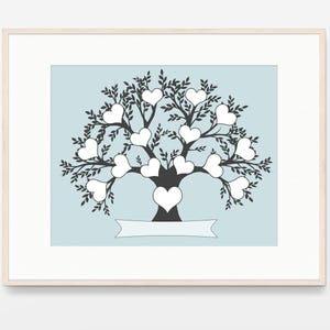 Impression d'arbre généalogique quatre générations bleues | Téléchargement numérique | Tableau d'ascendance vierge imprimable | Cadeau pour les parents | Carte des ancêtres