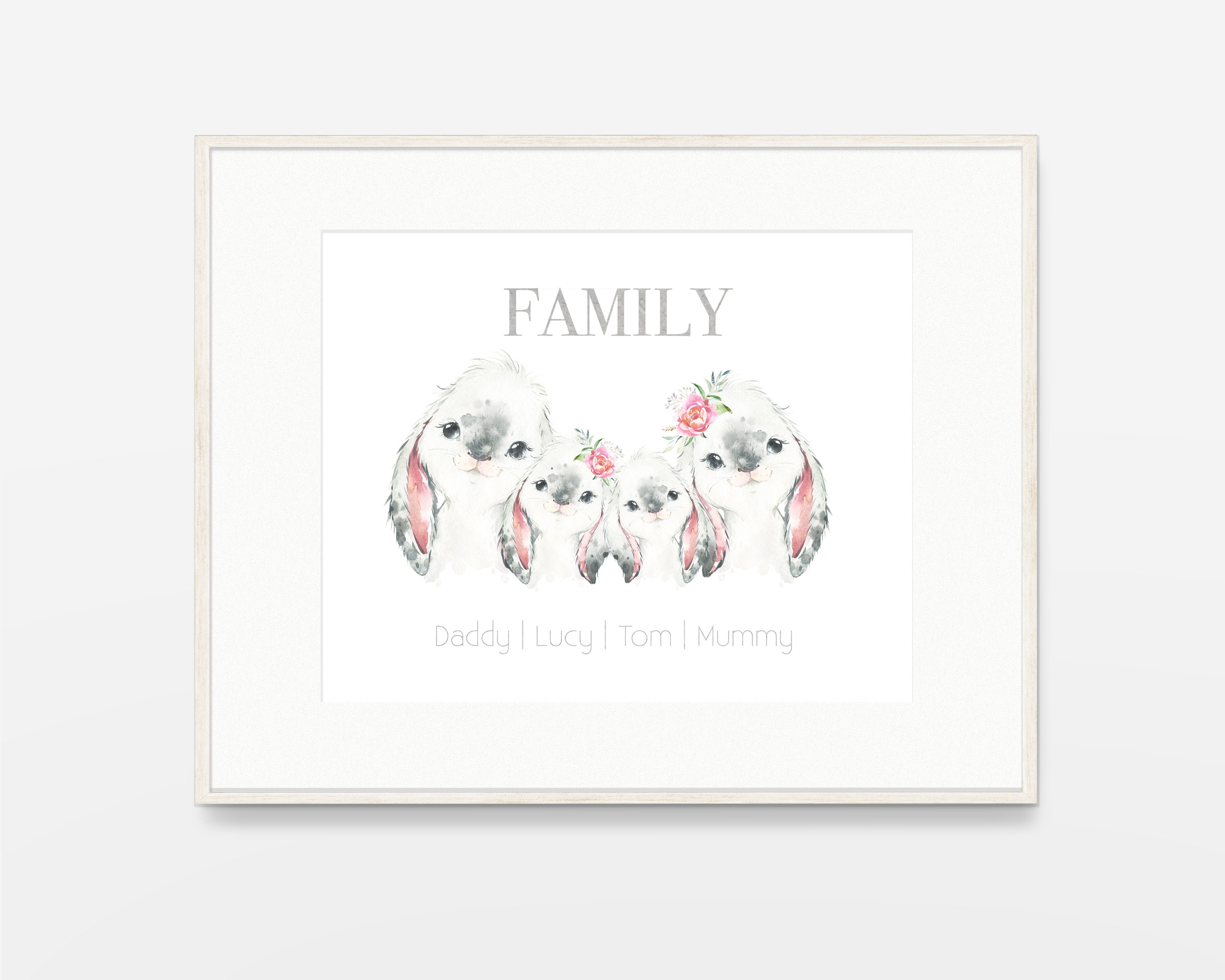 Rabbit Family Print Digital Download Printable Wall Art - Etsy UK