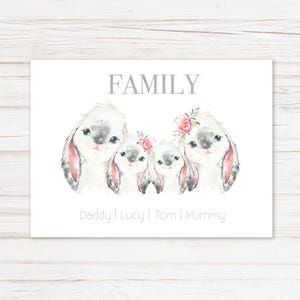 Rabbit Family Print | Digital Download | Printable Wall Art | Personalised Gift | Gift for Family | Family Print | Anniversary Gift