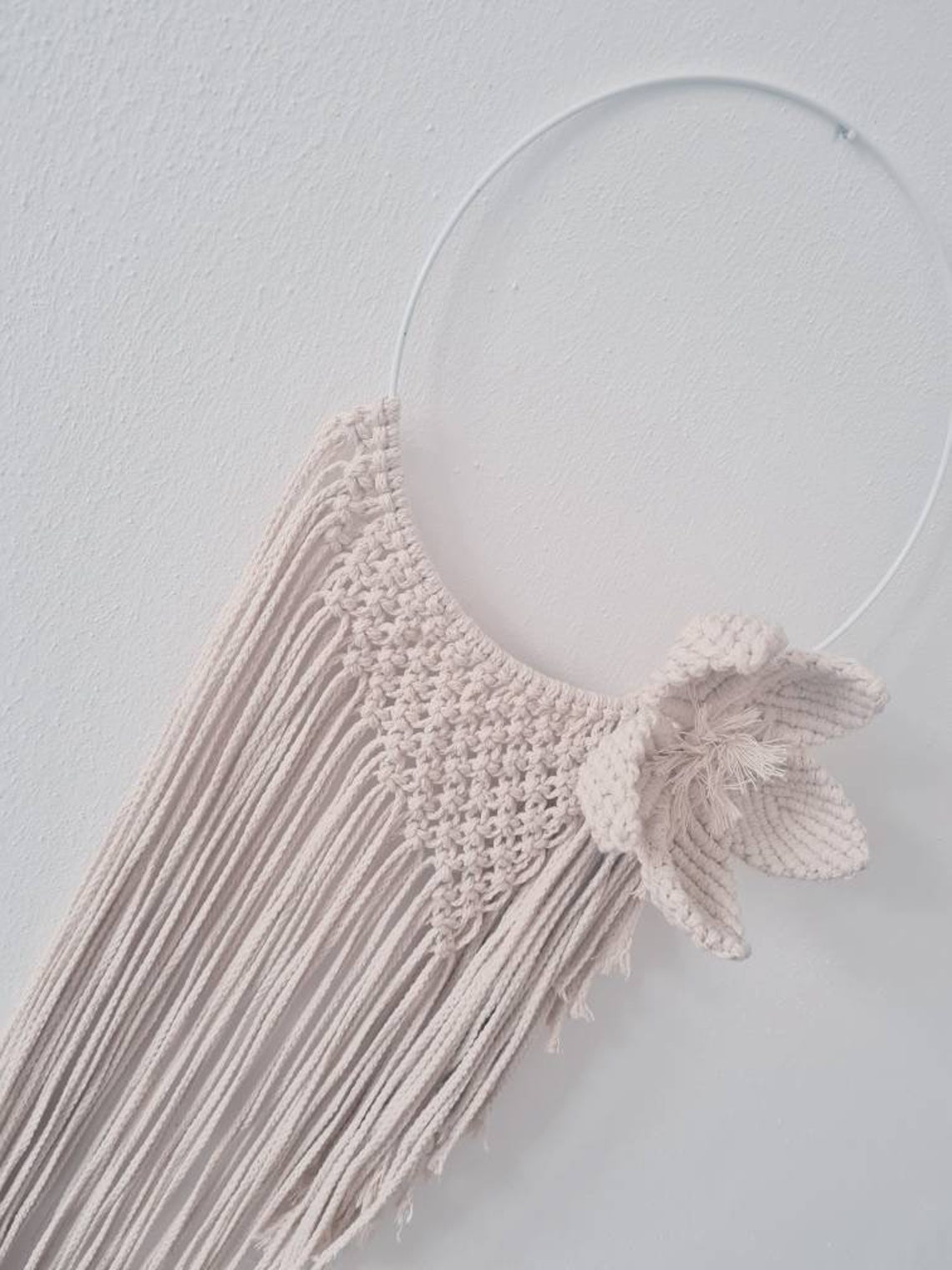 Macrame wall hanging on white metal ring Macramewallhanging Etsy